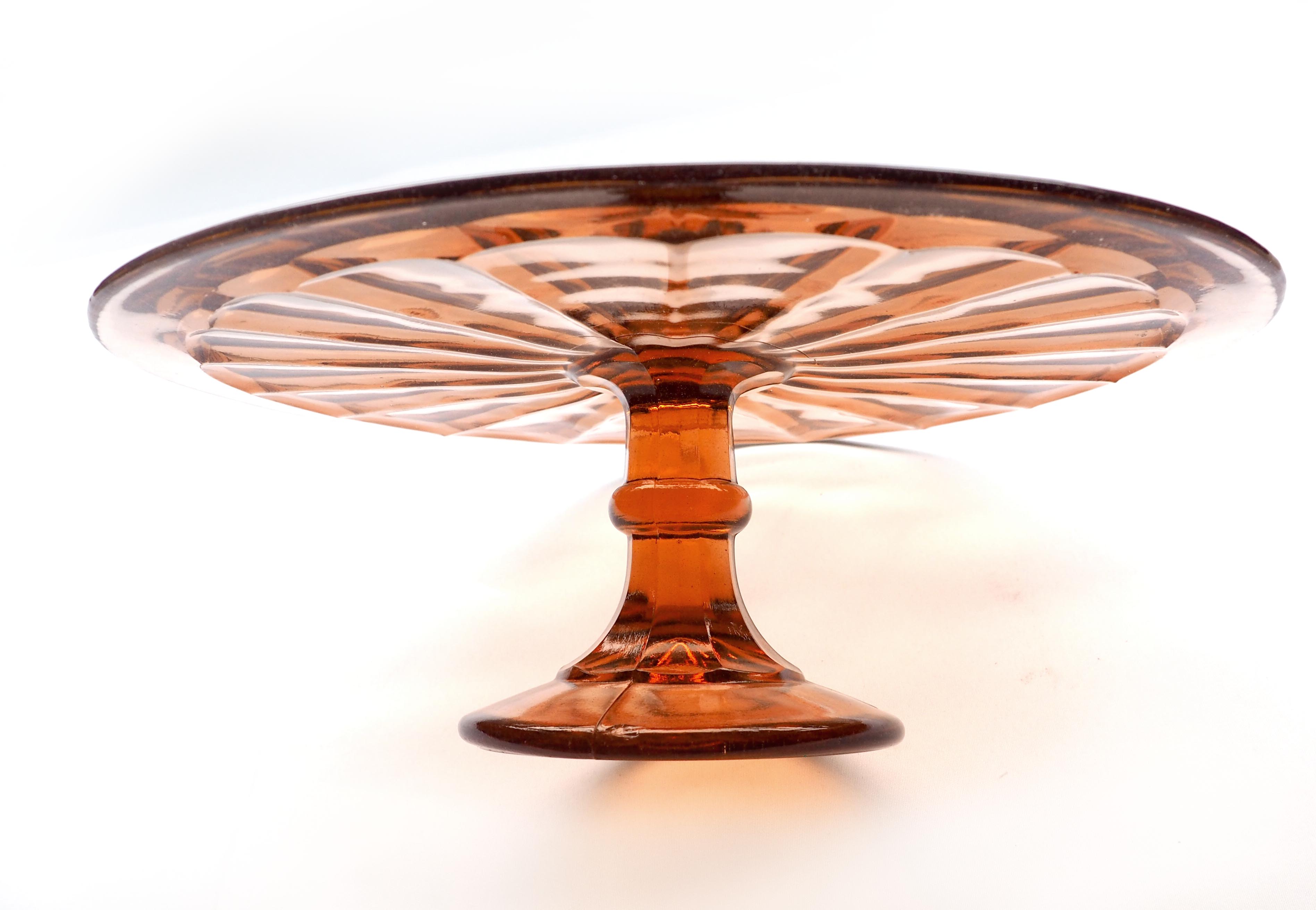 Art Deco glass display cake dish