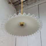 Serrated opaline hanging lamp
