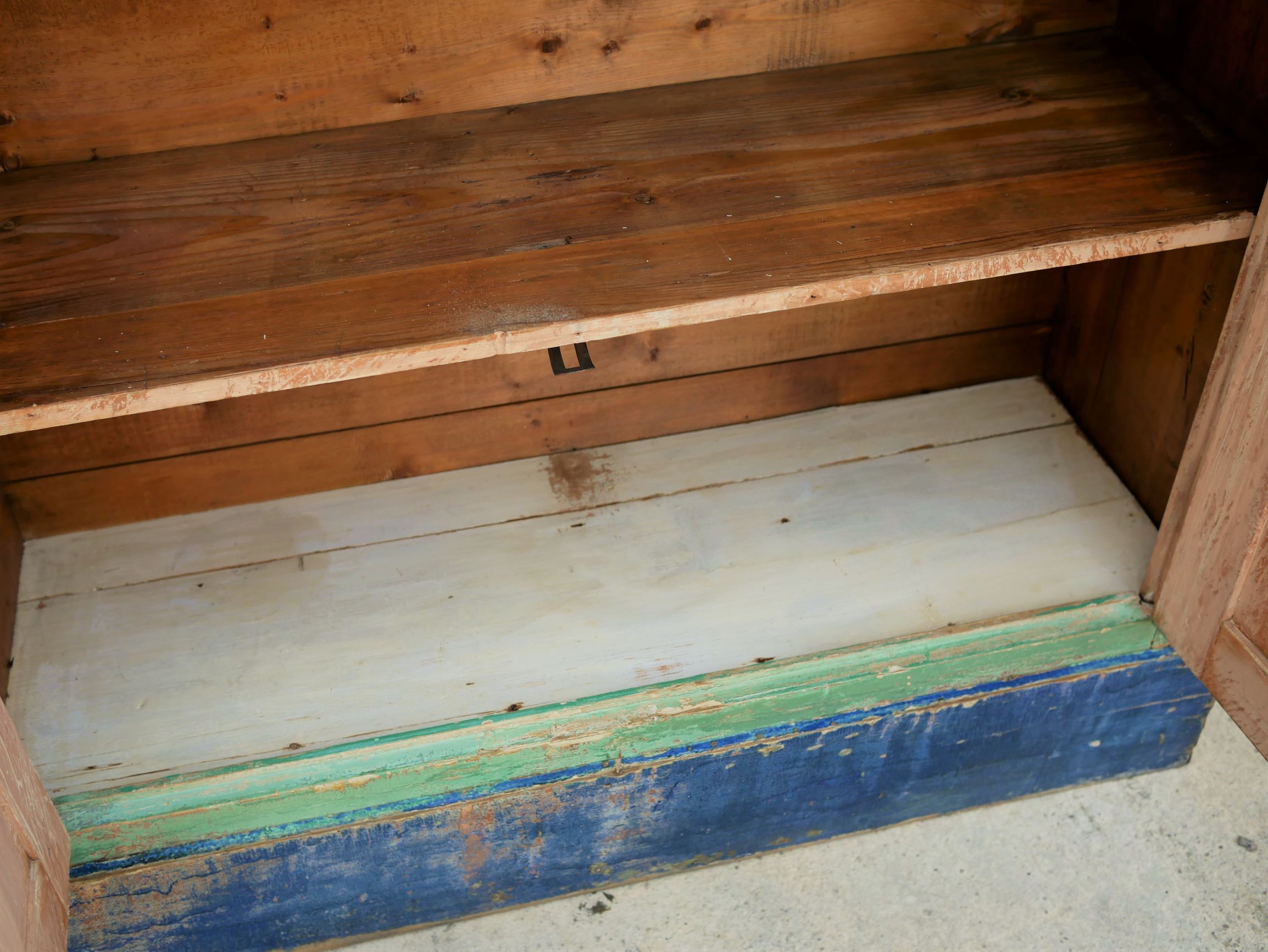 Vintage wooden farm stocking buffet