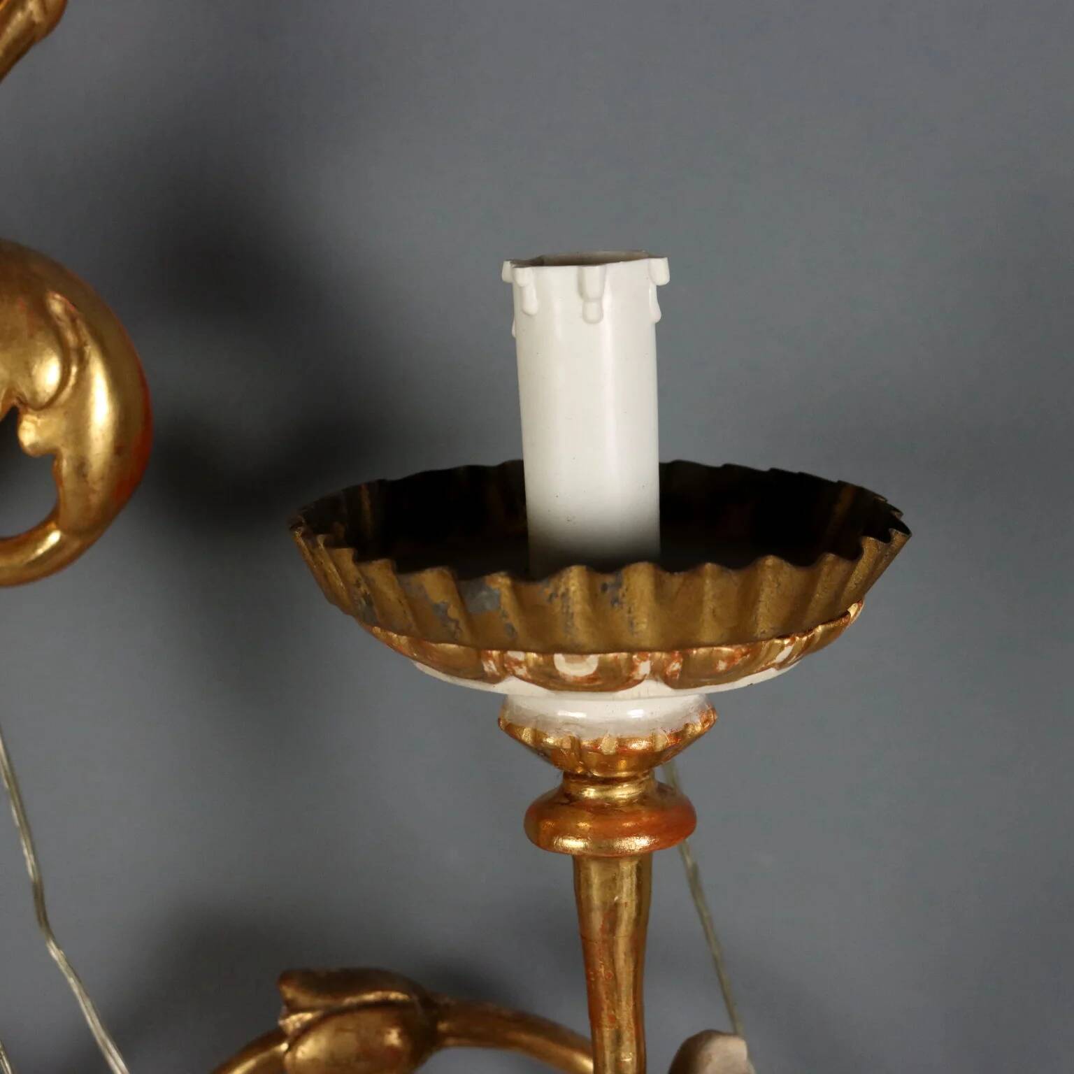 Antique wall sconces in wood and iron, Italy, mid-19th century.