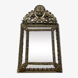Golden mirror with 19th century embossed brass beads