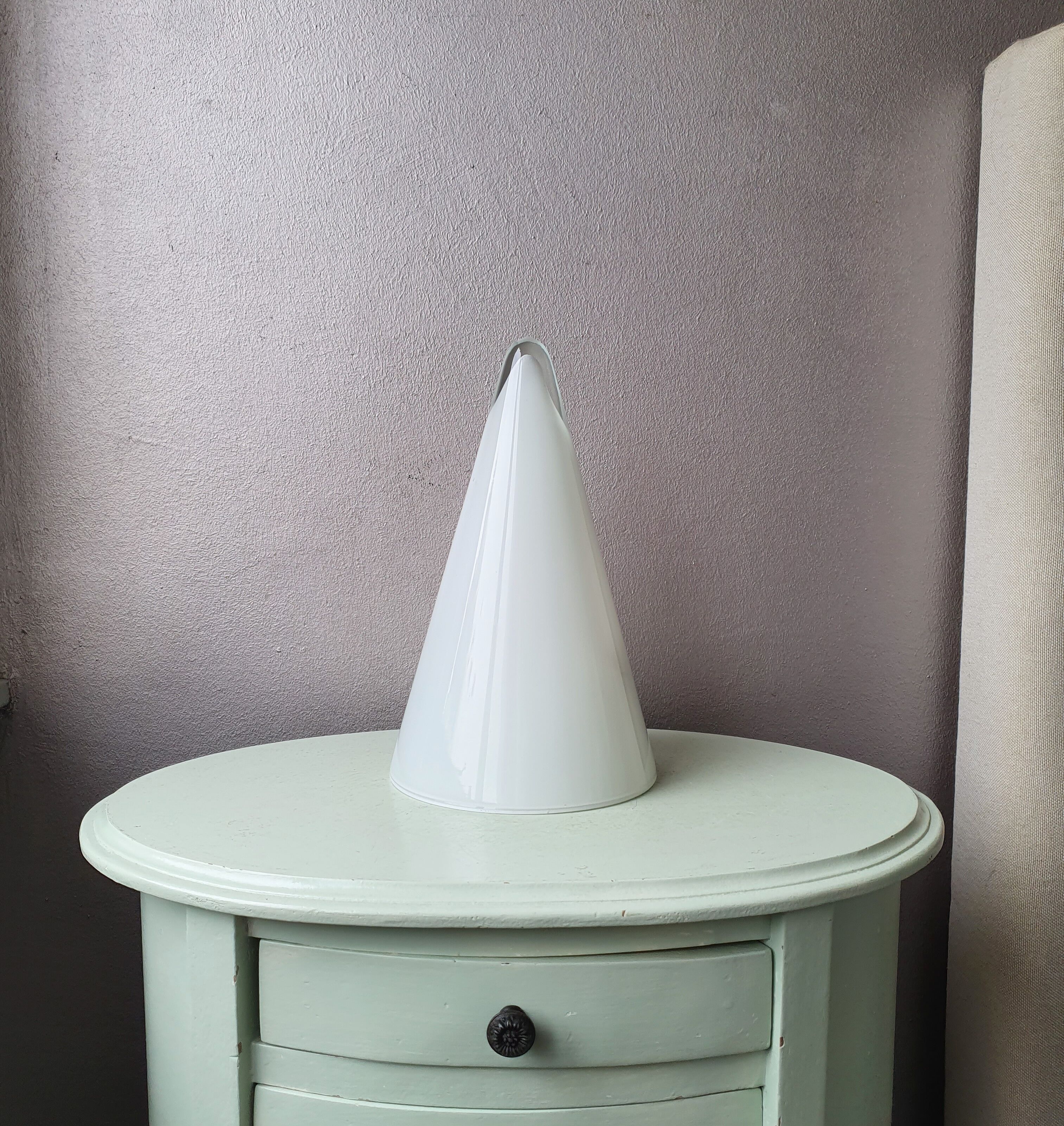 All glass white cone table lamp, 80