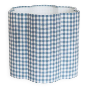 Abat-jour forme fleur Flora "mini vichy bleu ciel"