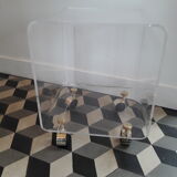 Bedside coffee table David Lange on wheels Plexiglass