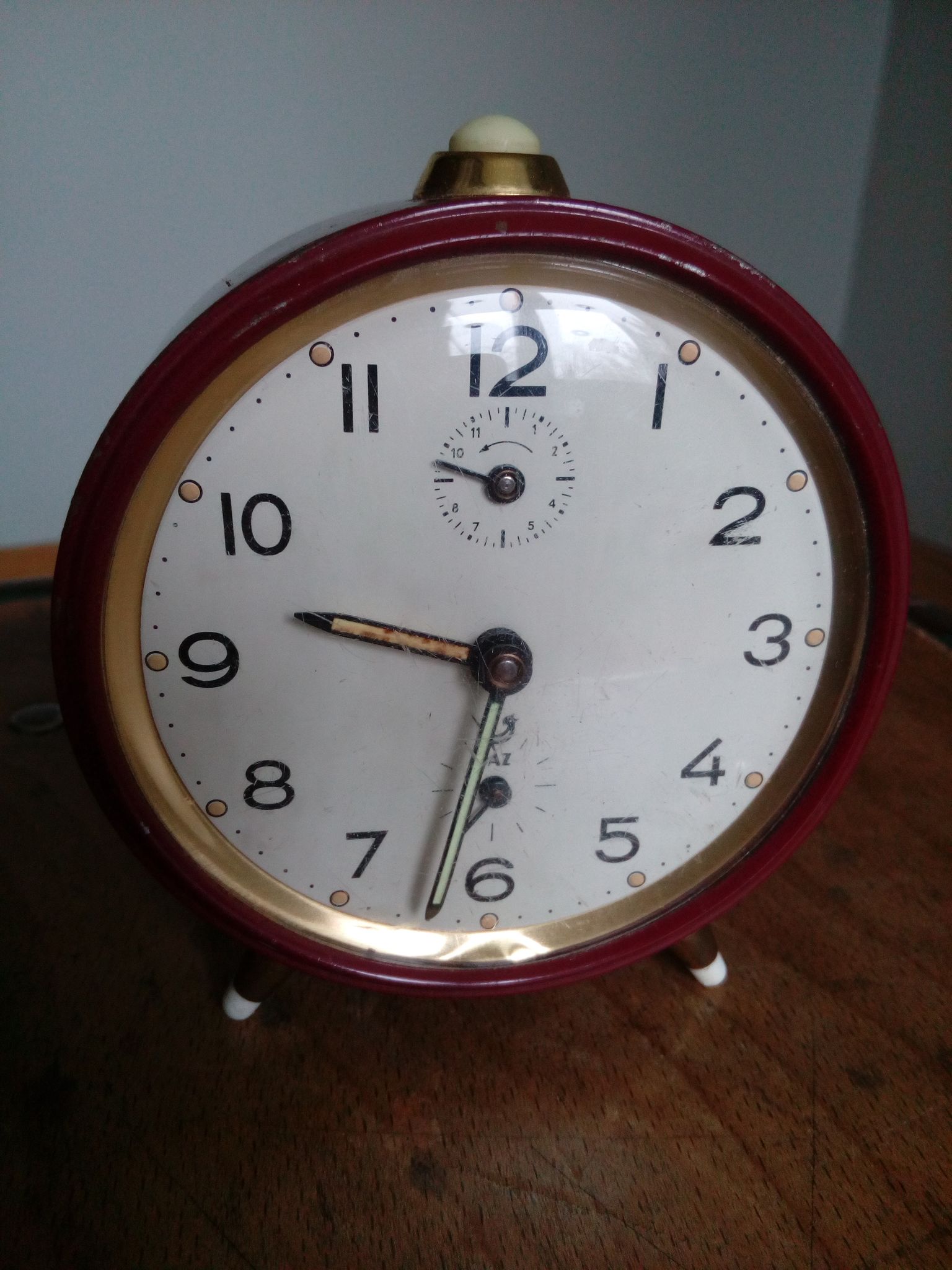 Jaz mechanical awakening late 60s burgundy red and gold
