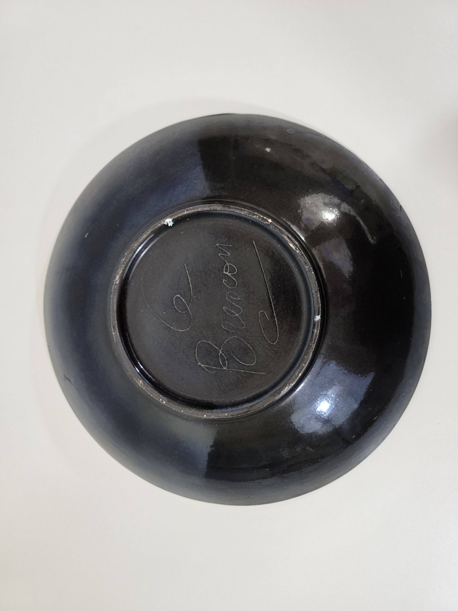 Large enamelled ceramic dish le brescon in vallauris 1970