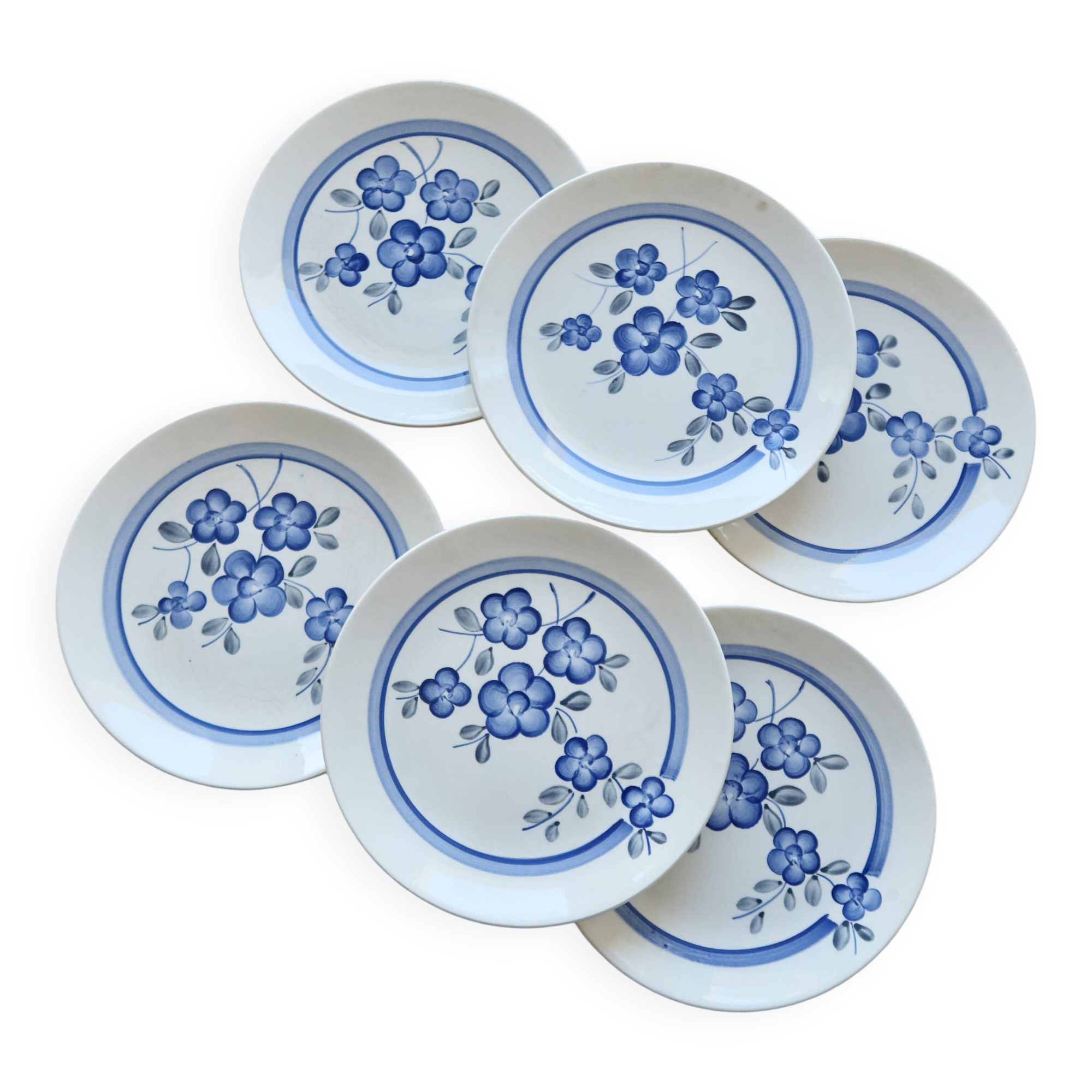 6 assiettes à dessert vintage faïence de Gien série Nancay