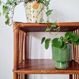 Etagère ancienne - bibliothèque rotin bois patinée