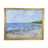 Oil painting on canvas with motif of beach and sea painted by sixten wiklund