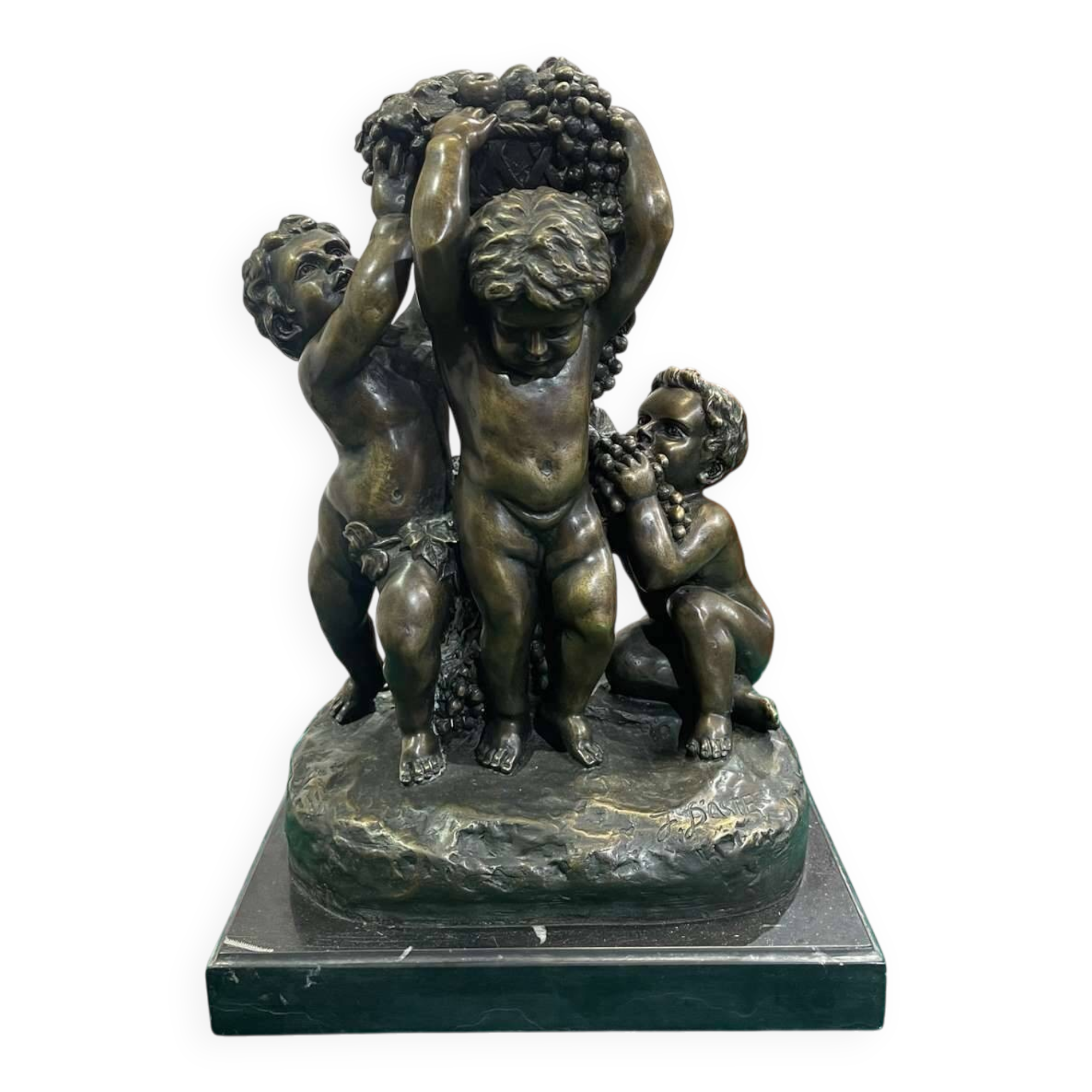 Bronze piece depicting 3 cherubs signed J. DASTE - 1950s