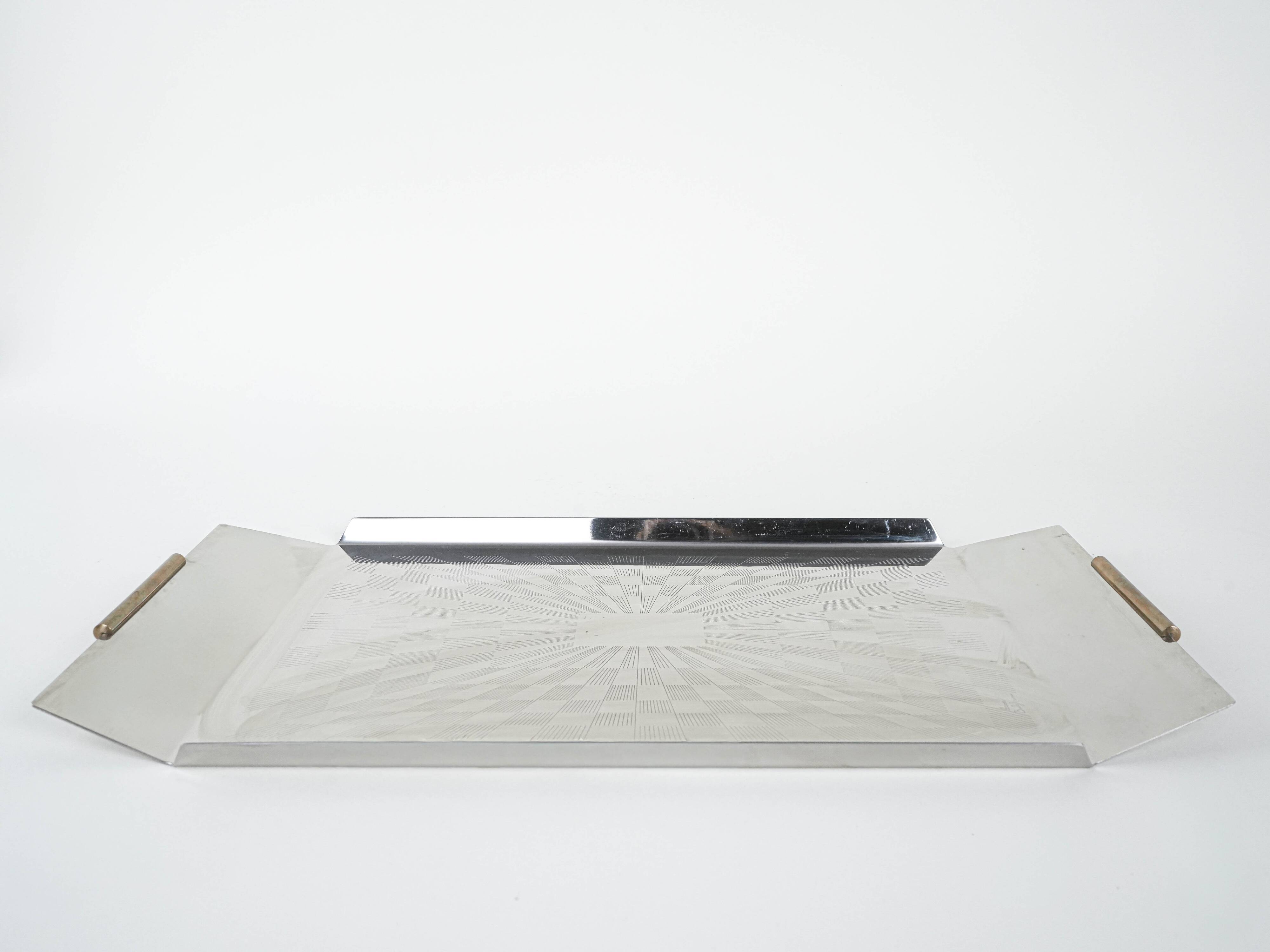 Stainless steel tray, Italian design, 1970s, made in Italy
