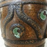 Rustic Ceramic Jug: 1970s West German Pottery Vase, Boho Decor