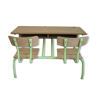 Restored two-seater school desk green and natural wood