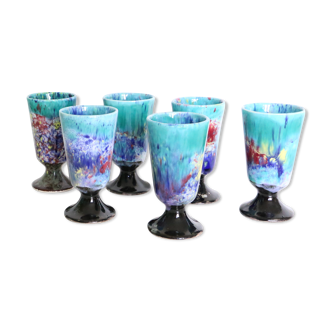 Set of 6 mazagran varnished gré