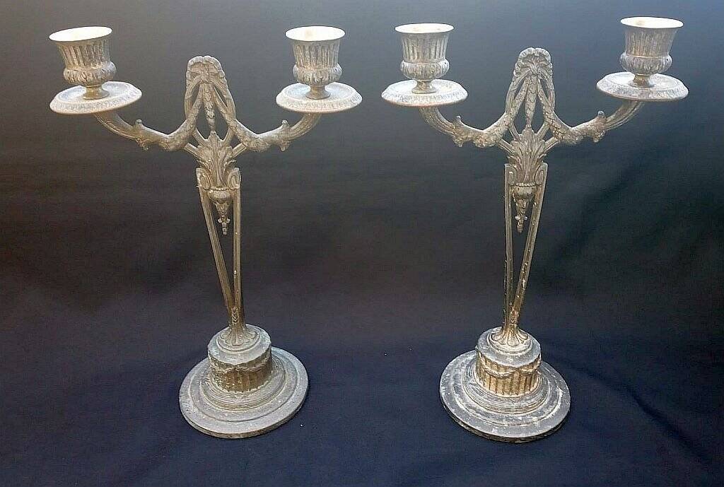 WMF Antique Art Nouveau Candlestick Pair Jugendstil  Germany