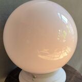 Vintage ceiling light with white opaline glass globe lamp