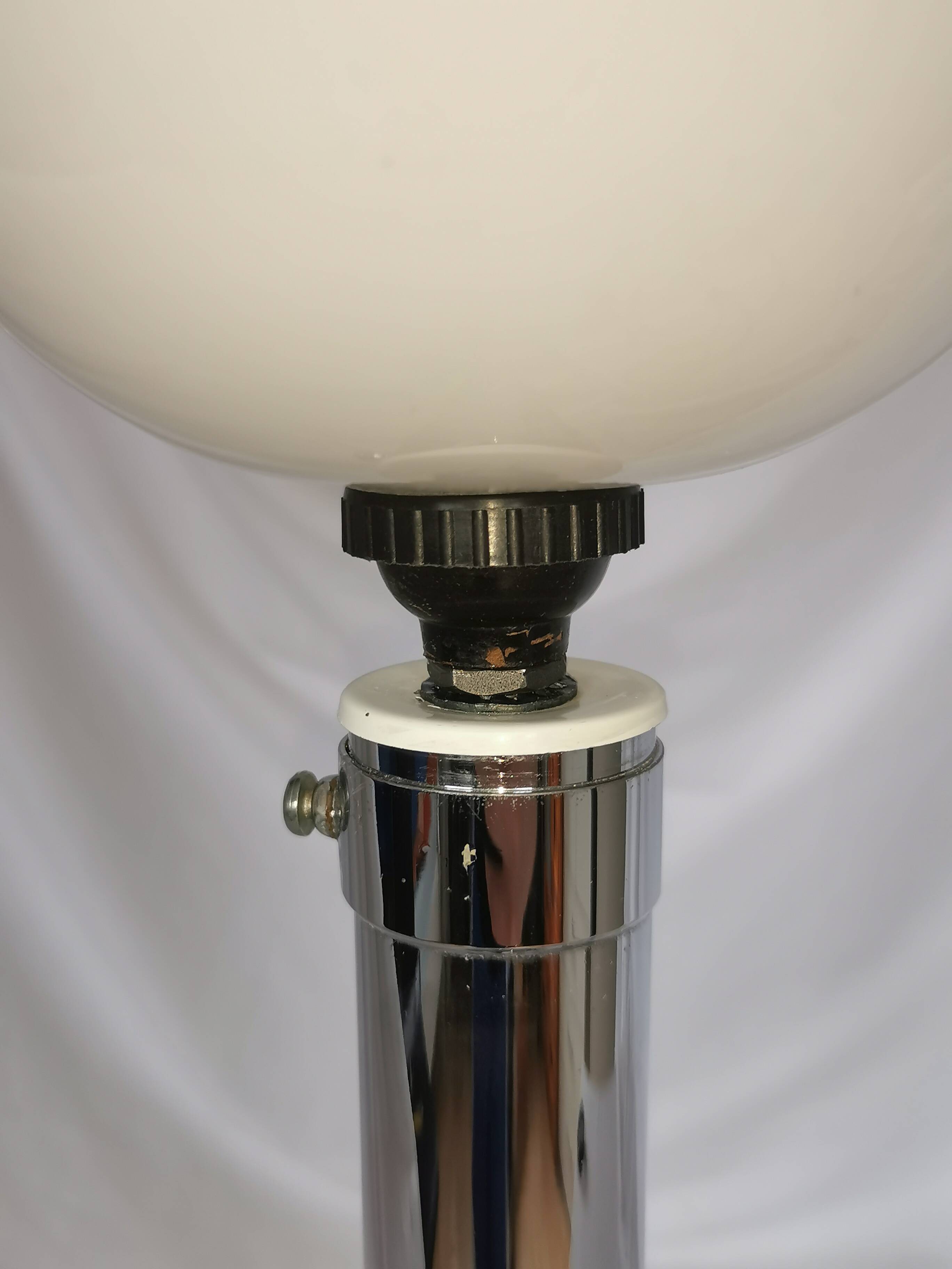 Large chrome and opaline lamp, Mazda and Ferdinand Solere, France, 1970