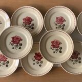 9 assiettes plates anciennes en faïence de badonviller
