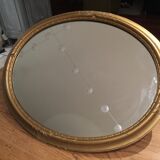 Golden wood oval mirror  67x47cm