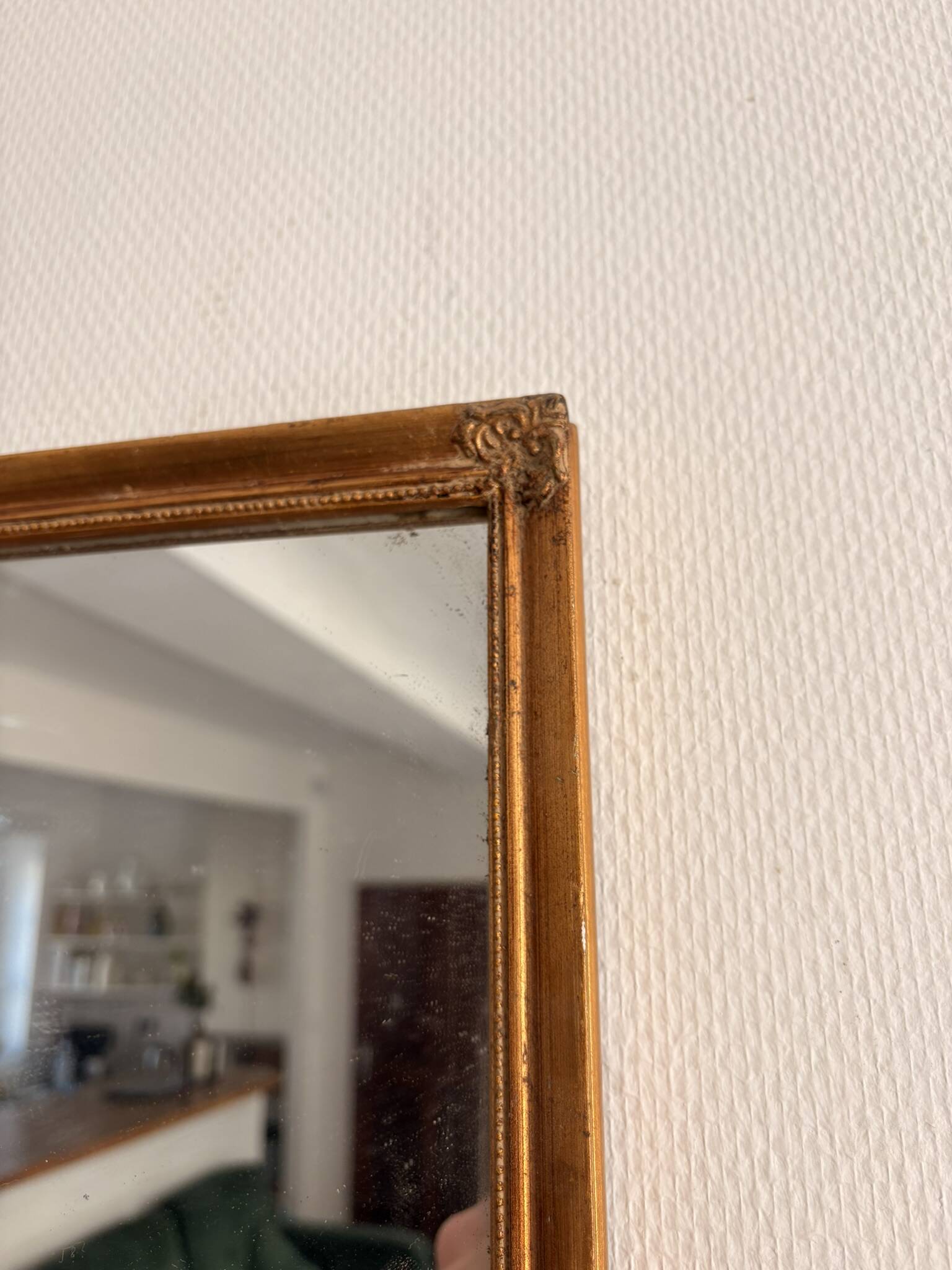 Antique Rectangular Carved Wooden Wall Mirror Louis XV XVI