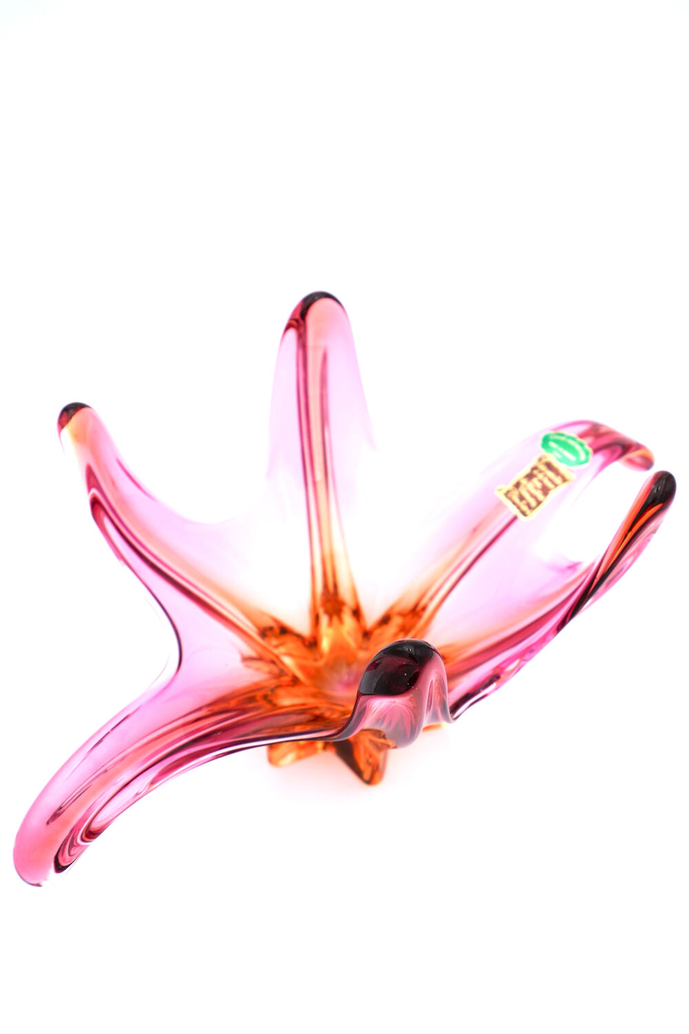 "Starfish" bowl by Murano – Fuchsia Pink & Amber – Circa 1960