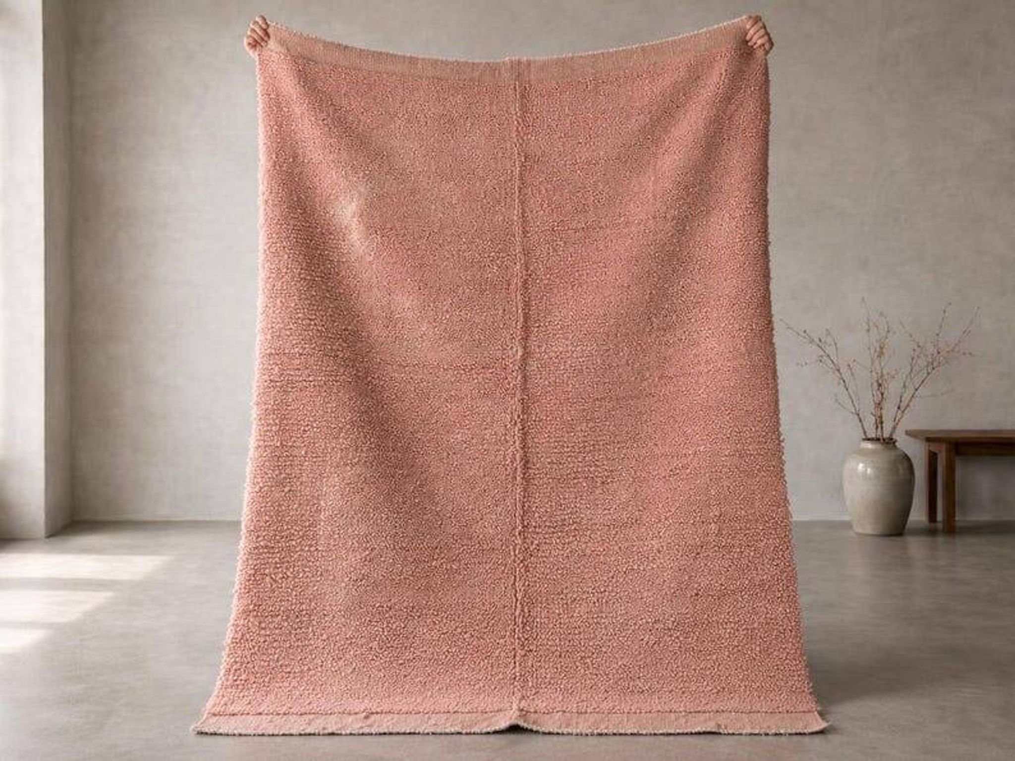 Handmade Berber rug with pink patterns, size 1.5/2.5 m.