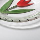 Assiette en verre vintage Kosta Boda, tulipe rouge par Ulrica Hydman Vallien