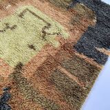 Tapis abstrait scandinave multicolore à poils hauts rya, suède, années 1960