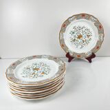 Set of 8 flat plates Gien model Rouen Sainfoin, 1990