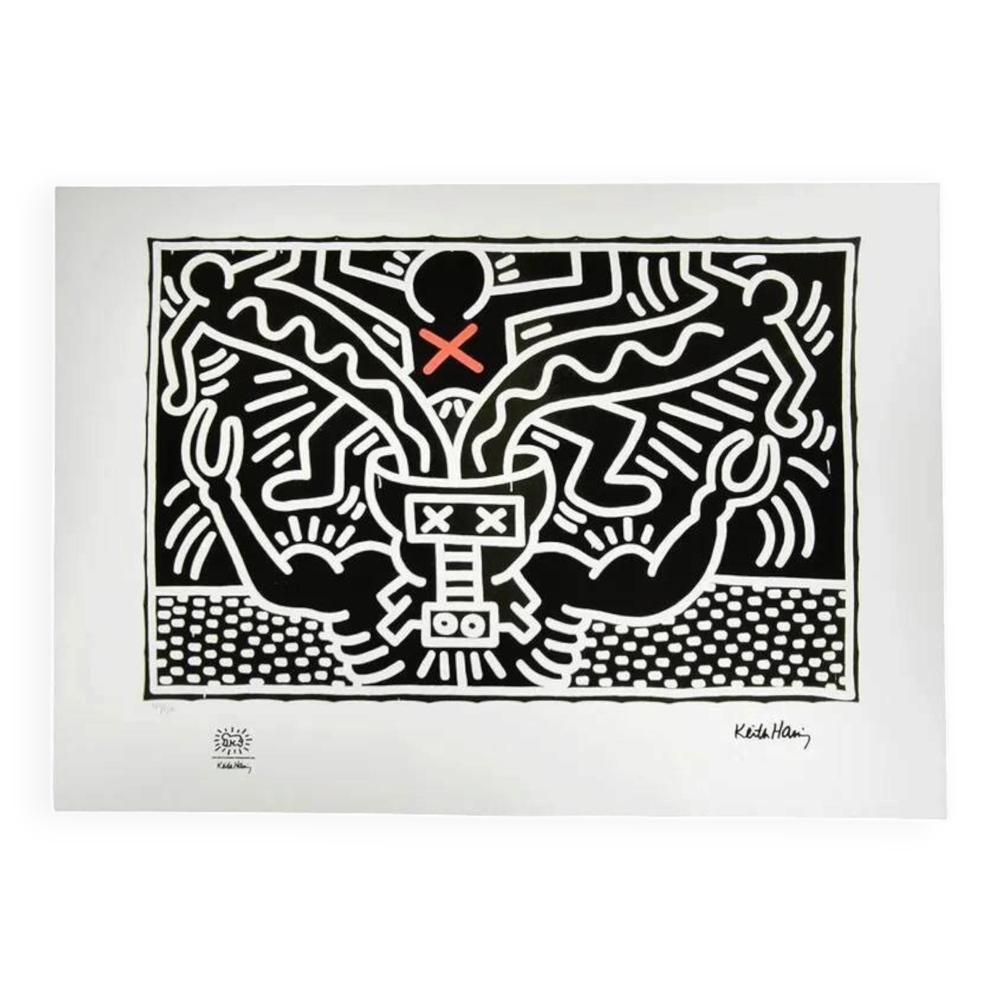 Lithograph by Keith Haring in limited edition, numbered in pencil, 1990s.