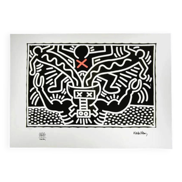 Lithograph by Keith Haring in limited edition, numbered in pencil, 1990s.