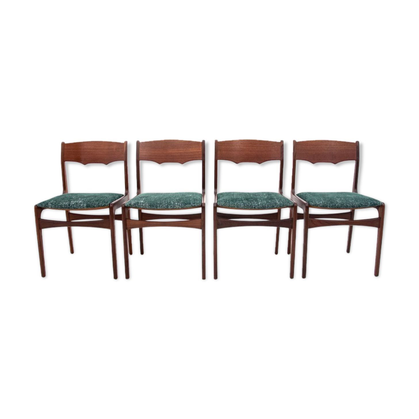 Set of four Scandinavian green chairs