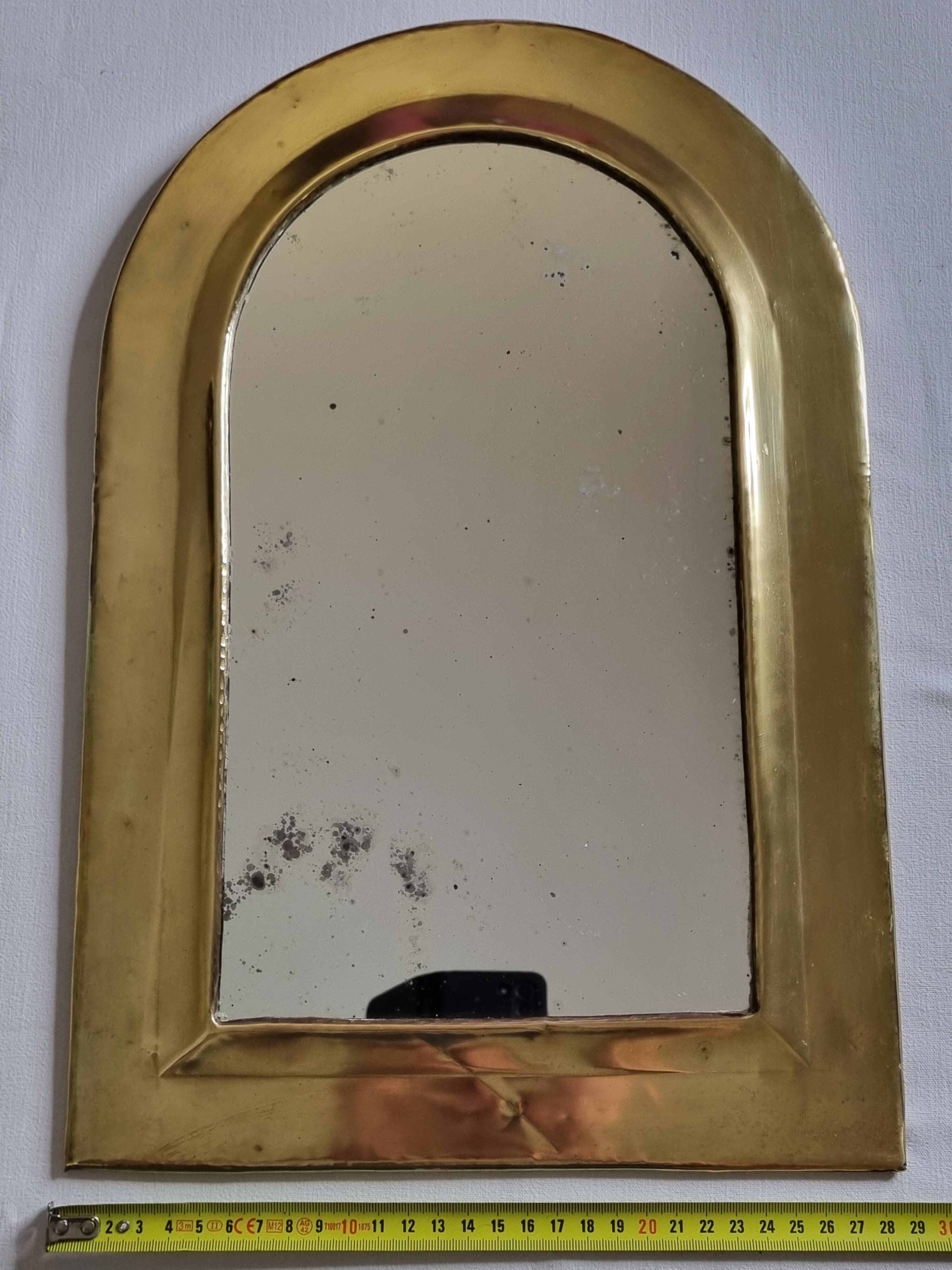 Vintage Moroccan Brass Mirror, Arch Shape, 43 x 29 cm