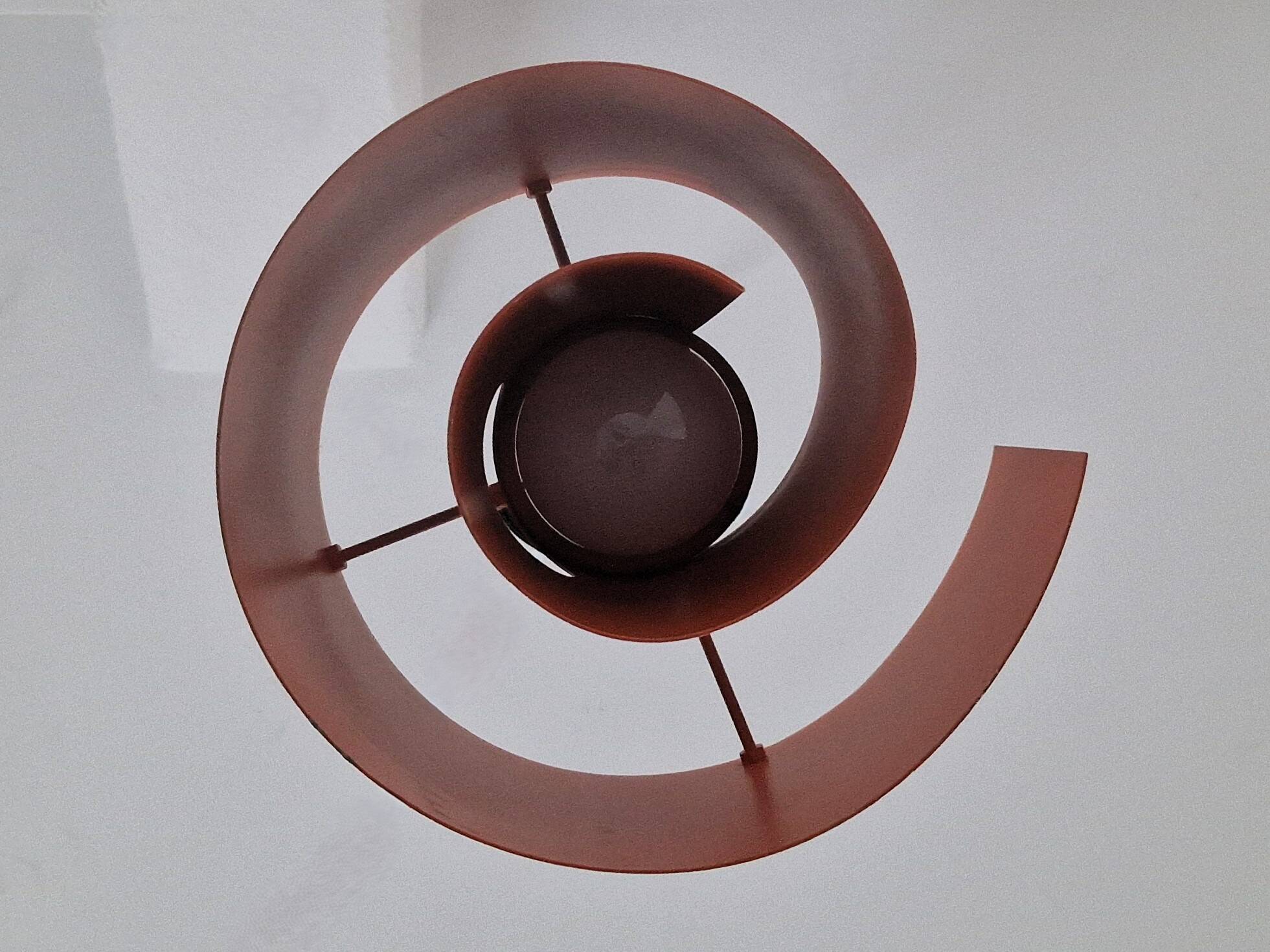 Orange swirl shaped pendant or ceiling lamp by Simon P. Henningsen for Lyfa, Denmark 1960's