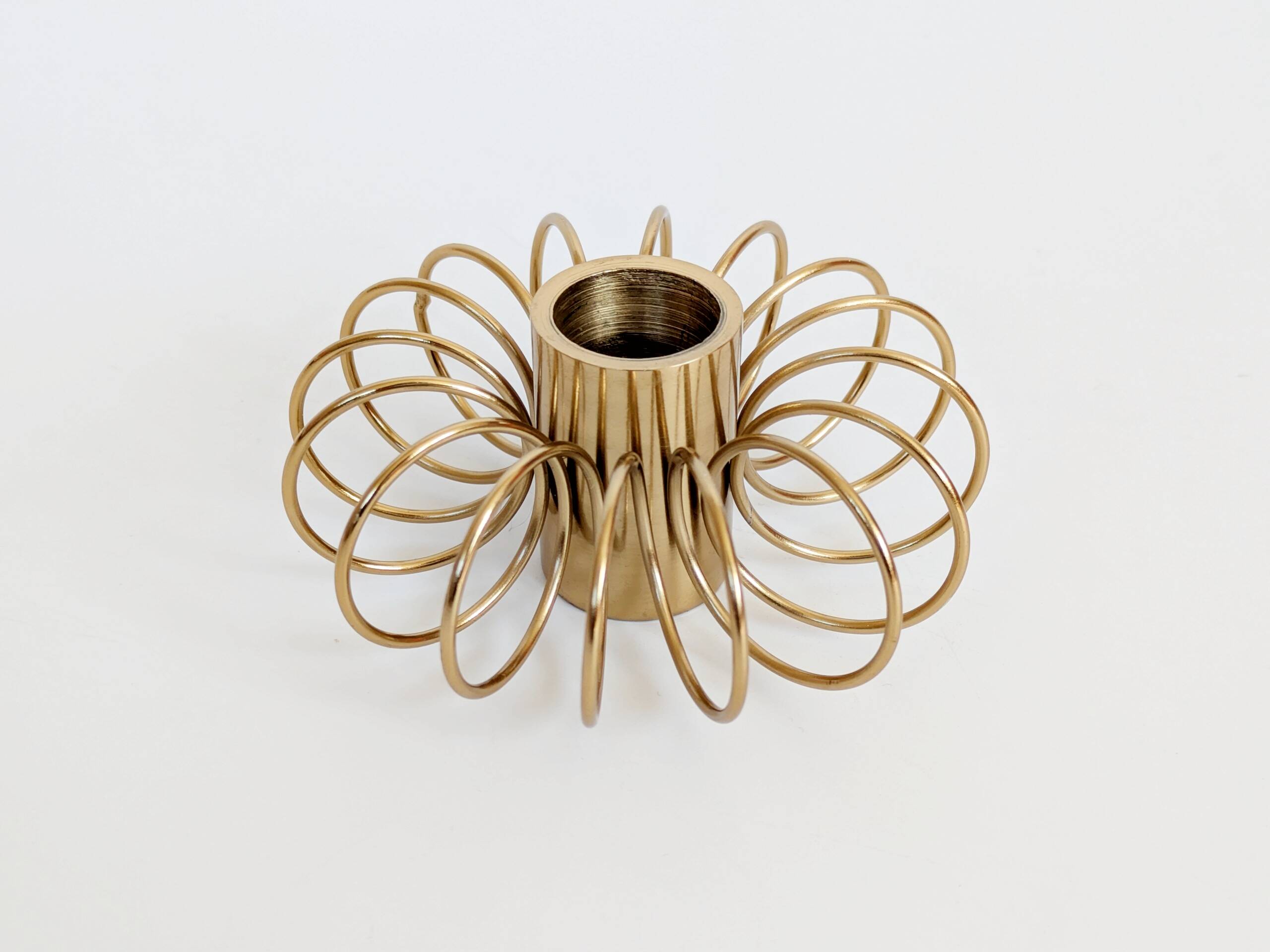Vintage Brass Spiral Candle Holder Minimalist Midcentury Design