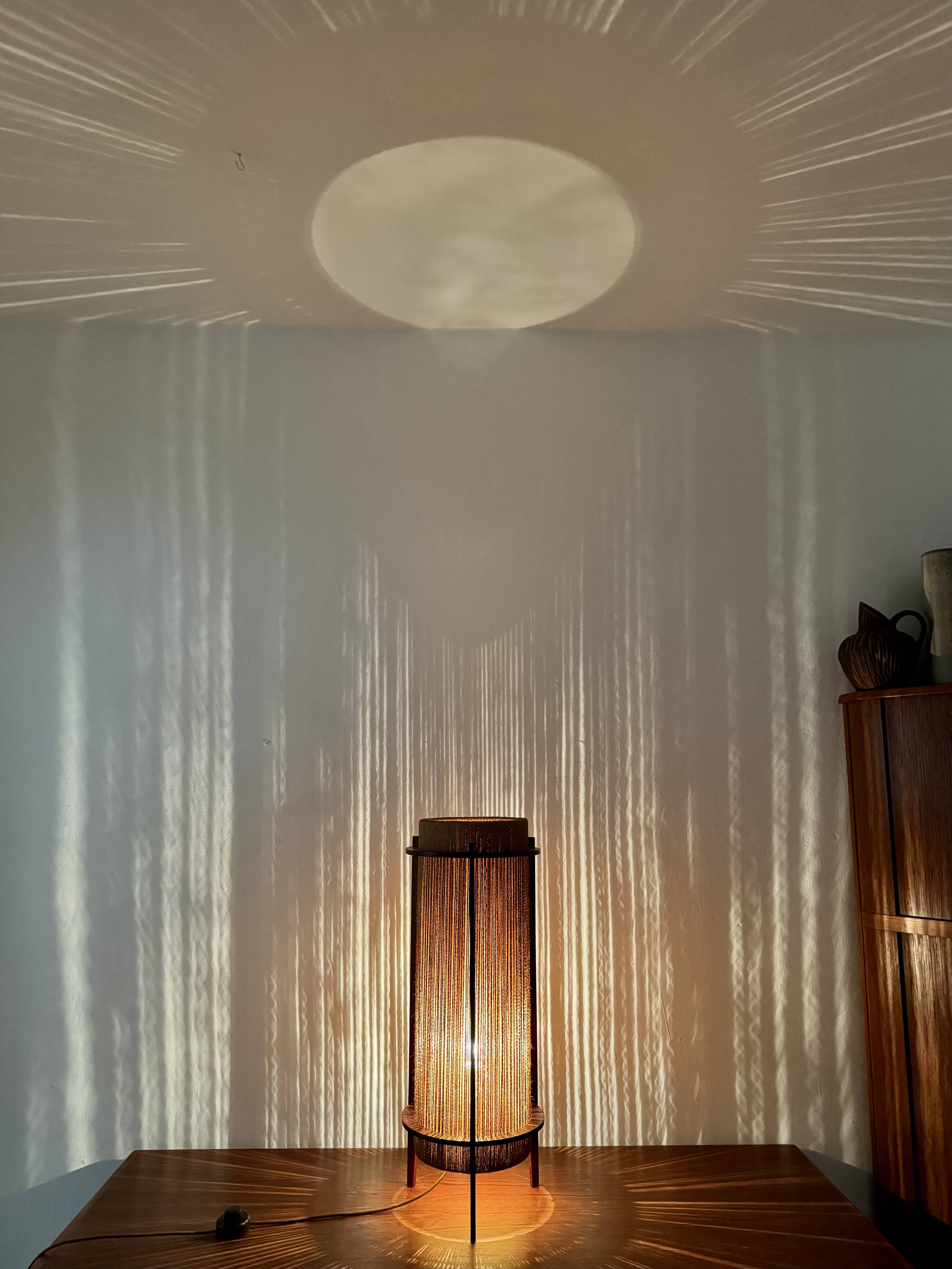 Danish Sisal and Teak Floor or Table Lamp by Ib Fabiansen for Fog and Morup