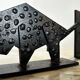 Pair of brutalist buffalo / bison bookends, black metal, mid-century