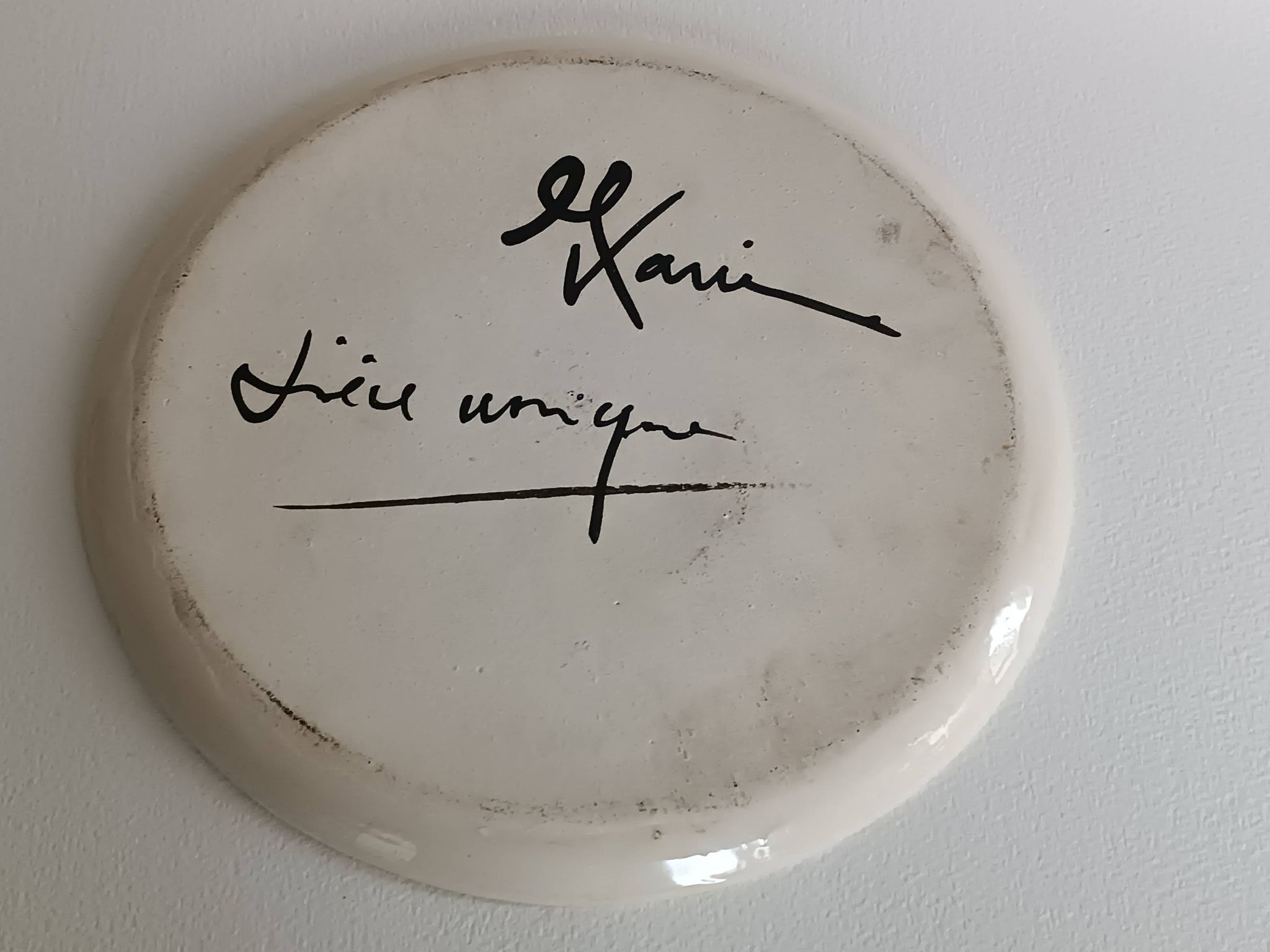 Ceramic plate by Jacques Marie, deer decoration, 1960