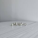 Set of 6 owl knife rests in shiny silver metal