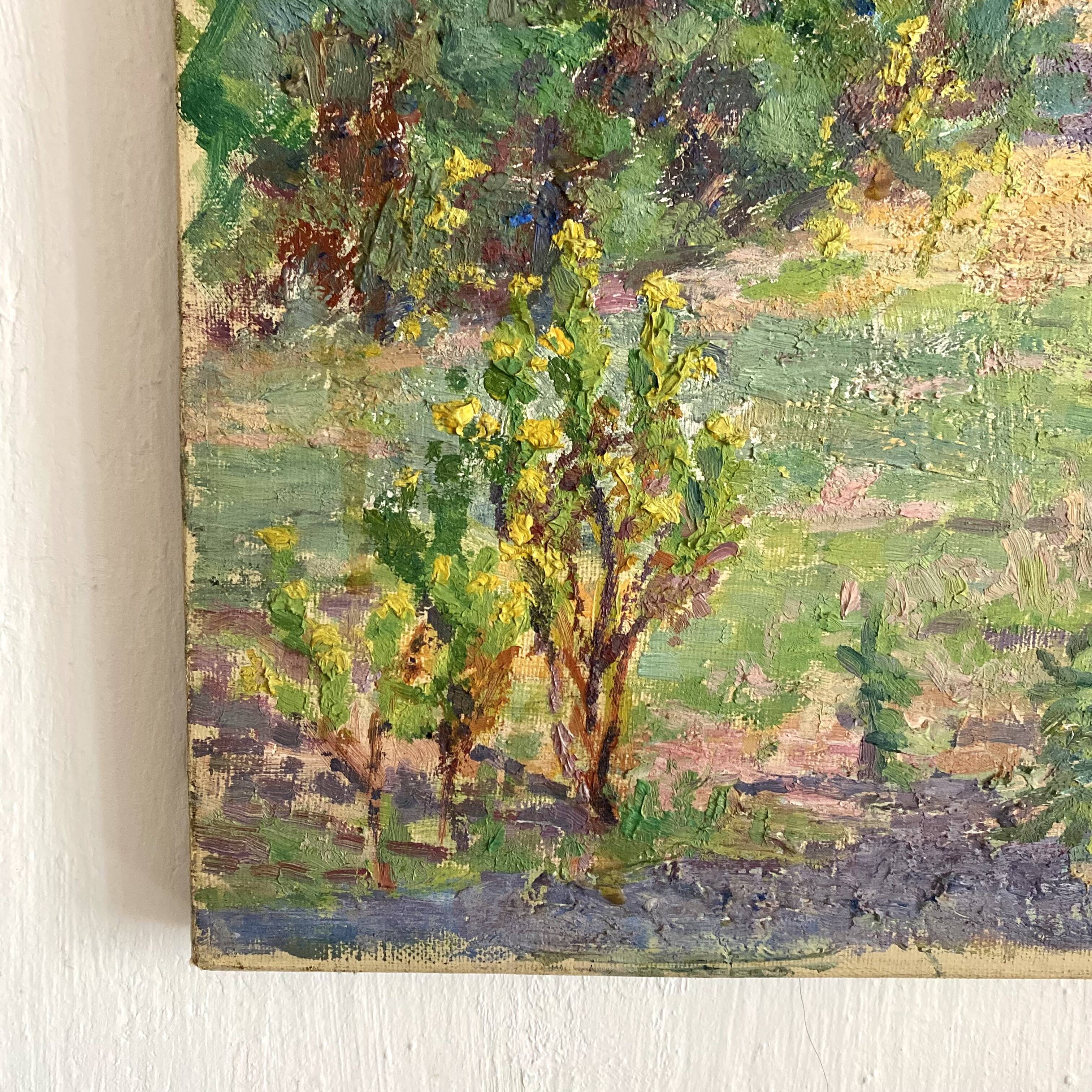 Southern landscape painting, canvas on stretcher