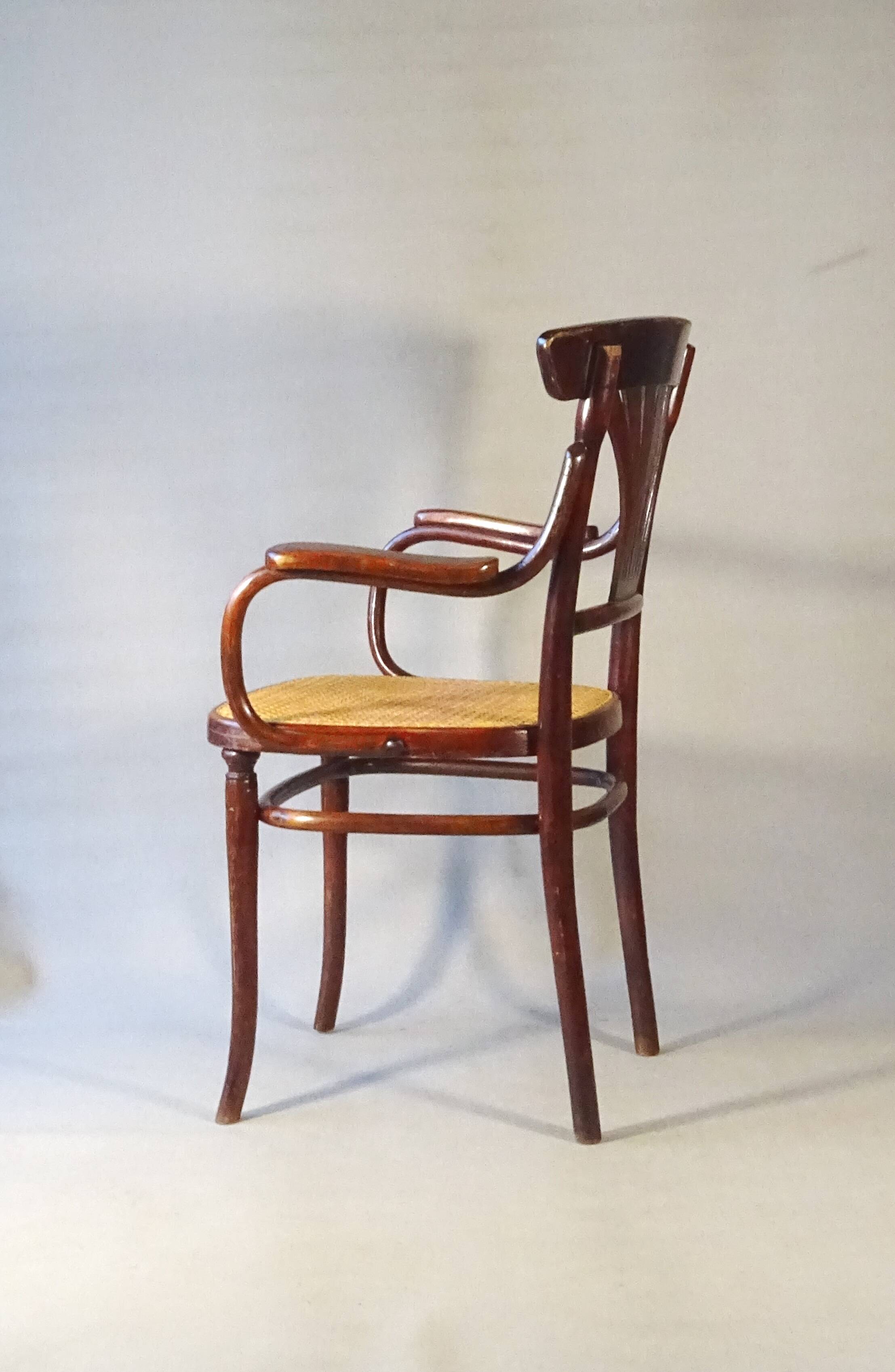 Thonet Armchair No. 221 with bronze decoration, circa 1900 - new caning -