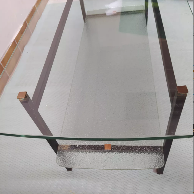 Vintage rectangular glass coffee table