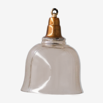Smoked Mid-century Brass and Glass Bell Pendant (5 available)