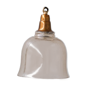 Smoked Mid-century Brass and Glass Bell Pendant (5 available)
