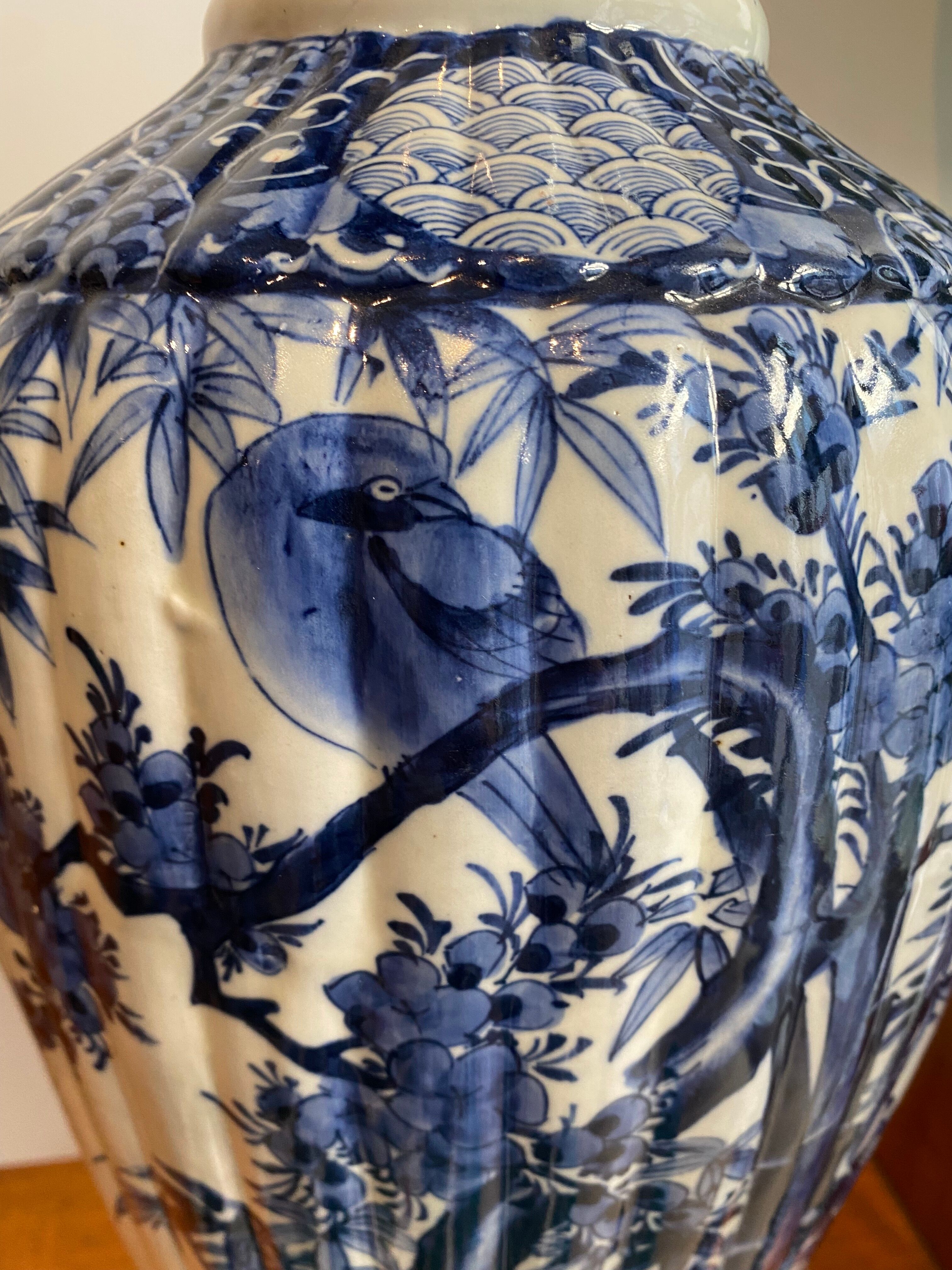 Vase chinois en blanc bleu