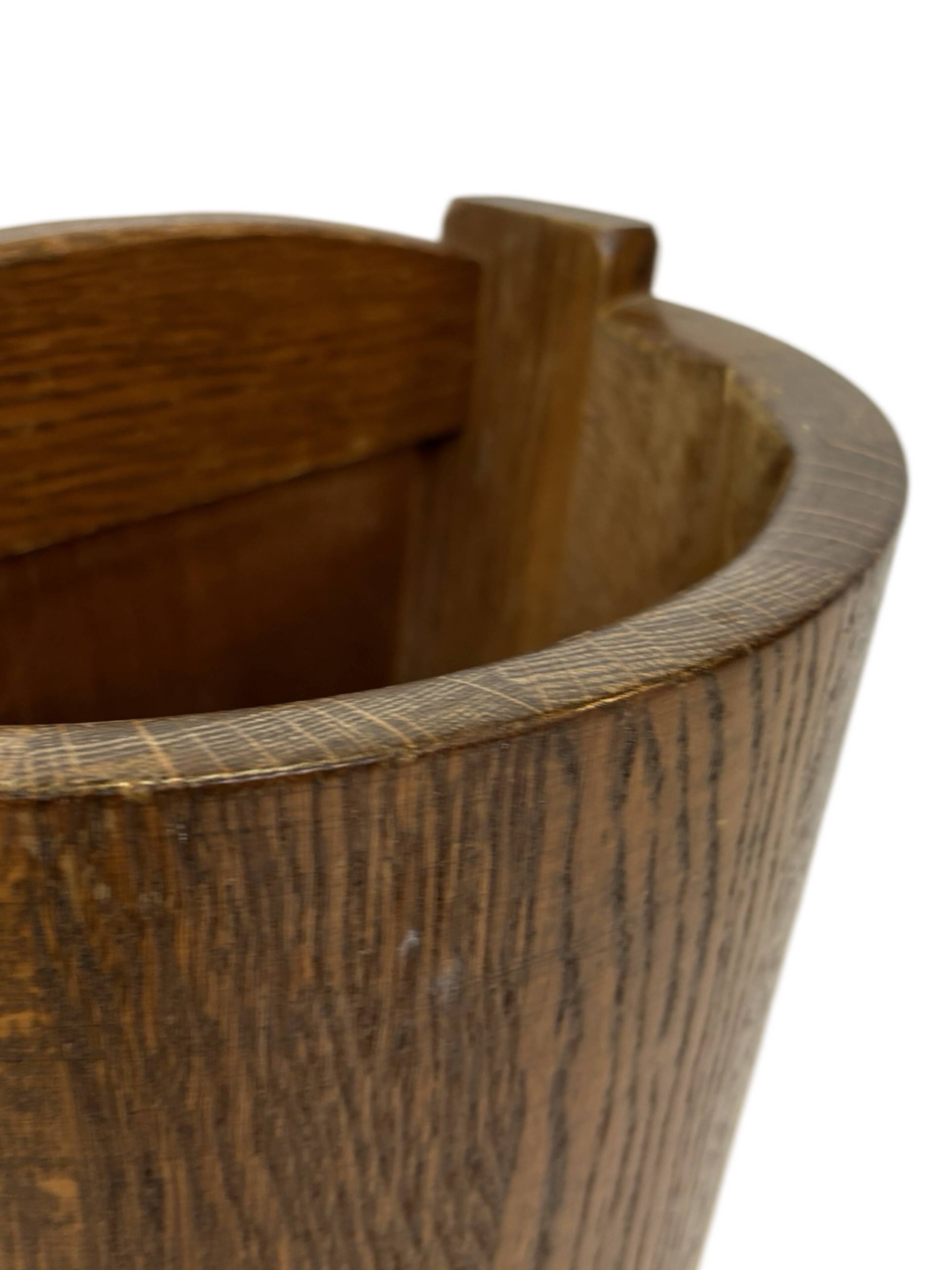 Vintage dark oak umbrella stand basket storage design 60s minimalist design