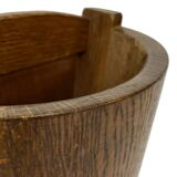 Vintage dark oak umbrella stand basket storage design 60s minimalist design