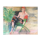 Painting woman in the garden