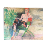Painting woman in the garden
