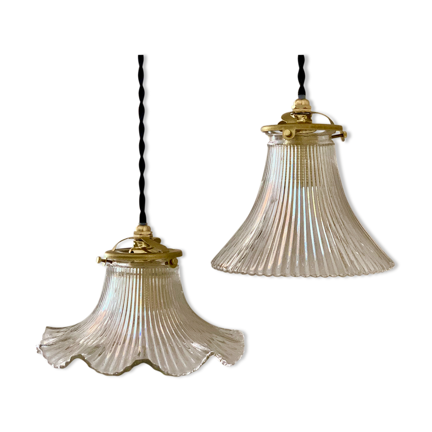 Duo lamps Holophane floral style